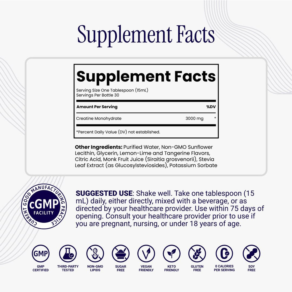 Rho Nutrition Liposomal Creatine Monohydrate - Ultra High Absorption Liquid Creatine Supplement – Promotes Lean Muscle Mass & Recovery, Supports Brain Function & Enhances Cellular Energy Production