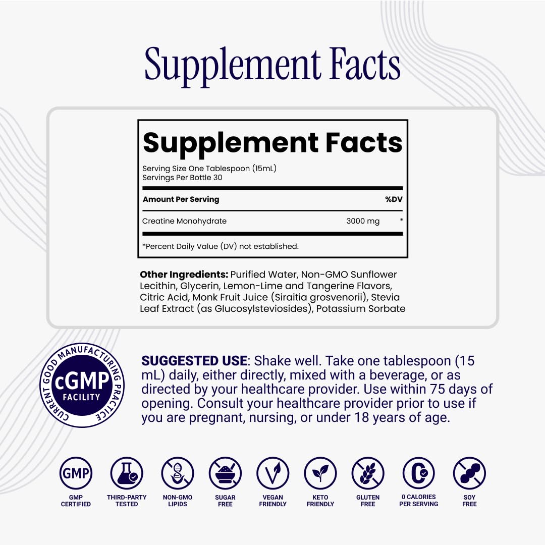 Rho Nutrition Liposomal Creatine Monohydrate - Ultra High Absorption Liquid Creatine Supplement – Promotes Lean Muscle Mass & Recovery, Supports Brain Function & Enhances Cellular Energy Production