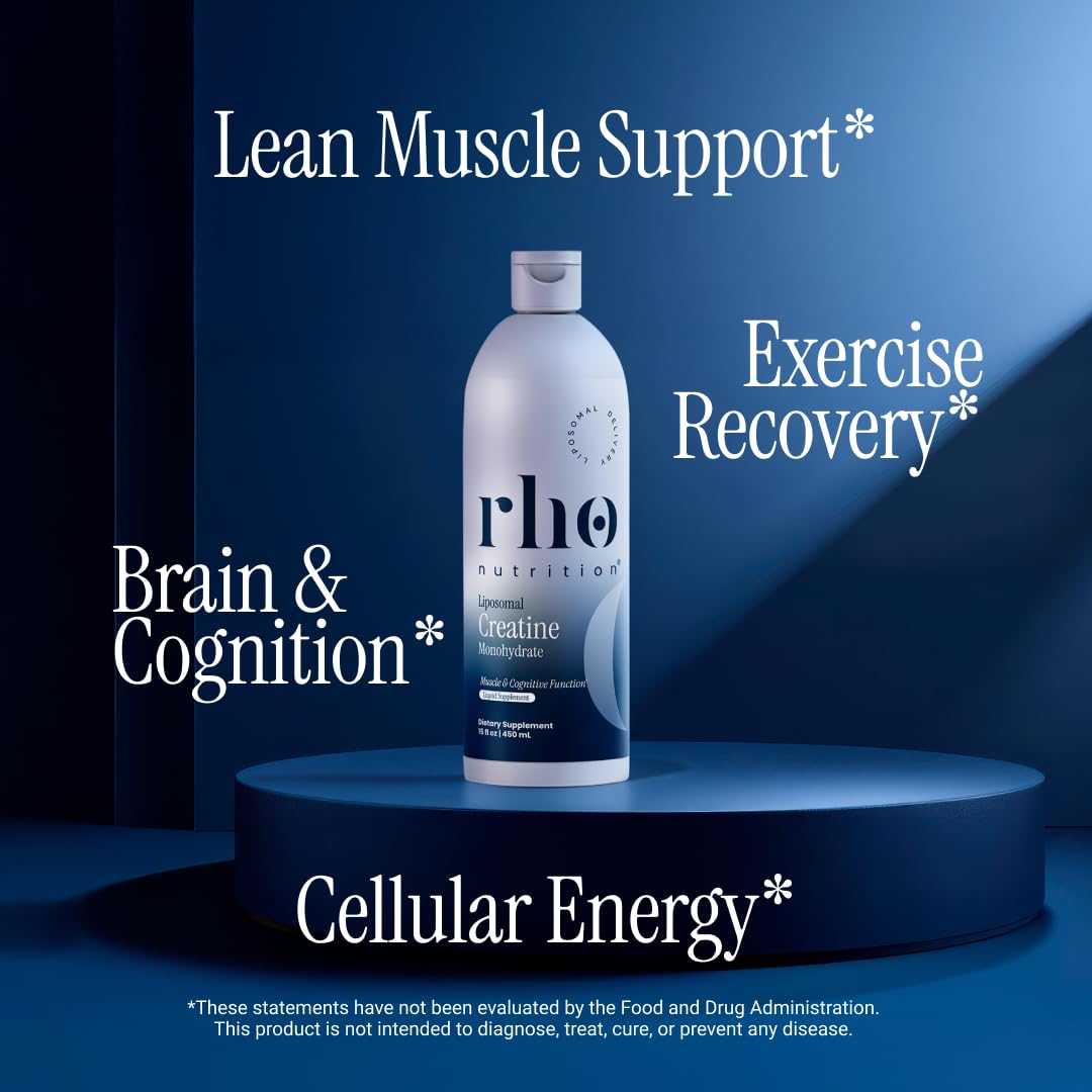 Rho Nutrition Liposomal Creatine Monohydrate - Ultra High Absorption Liquid Creatine Supplement – Promotes Lean Muscle Mass & Recovery, Supports Brain Function & Enhances Cellular Energy Production