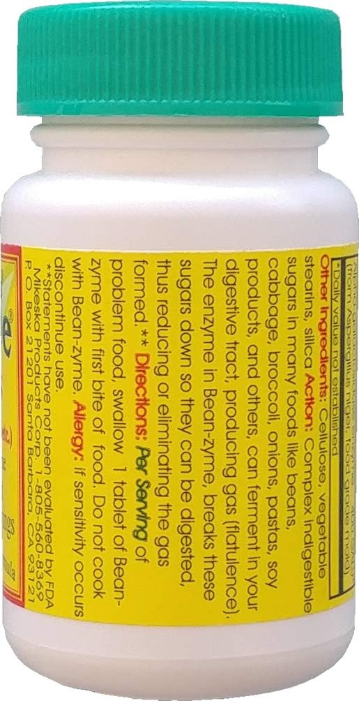 Bean-Zyme Gas Relief for Adults Extra Strength (150 ct) is 400 GAUL per Tablet Alpha Galactosidase, Vegan, Cost Less, Digestive Enzyme Dietary Supplement Natural Food Enzyme