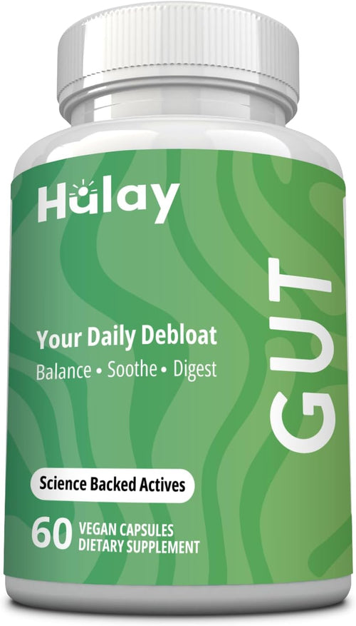 3-in-1 Gut Health Supplement - Debloat Pills - Gas and Bloating - Lactase, Protease, Amylase and Lipase Digestive Enzymes - Peppermint, Turmeric and Psyllium Husk Capsules - Women, Men - 60 Caps Vegan