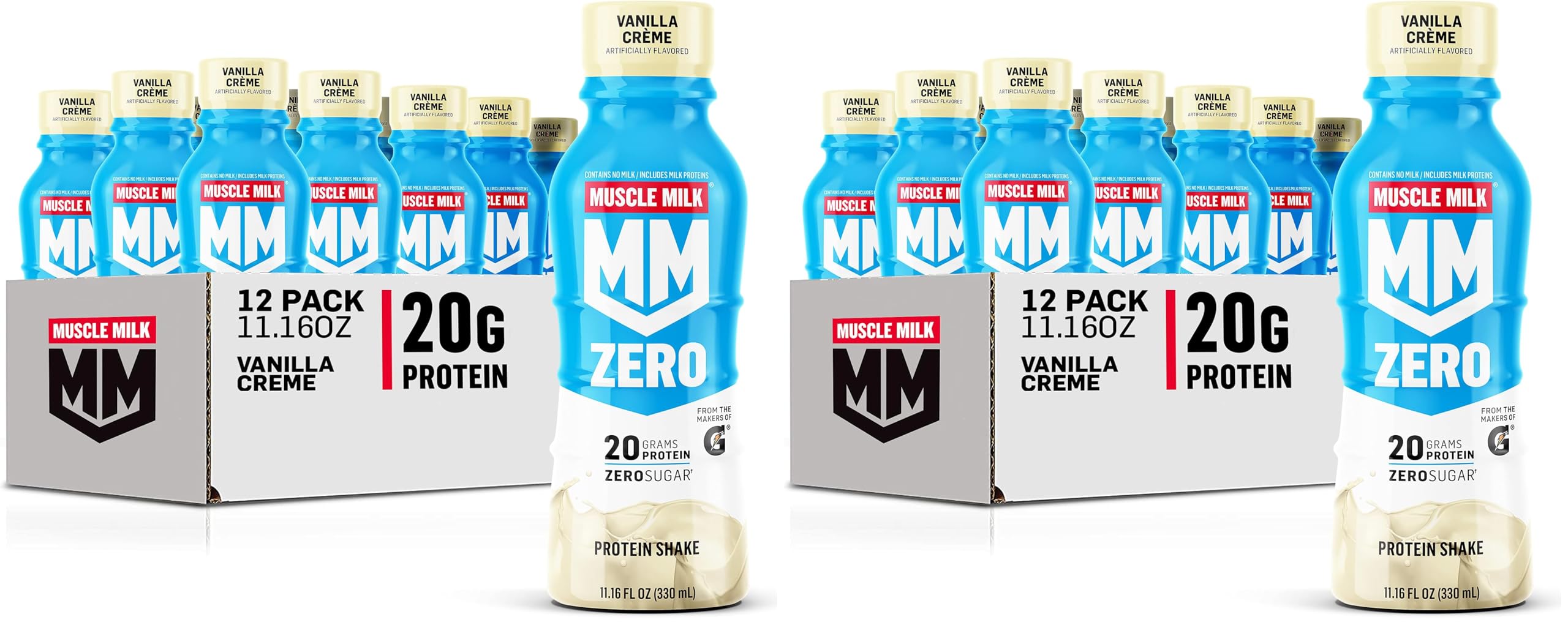 Muscle Milk Zero Protein Shake, Chocolate,20g Protein, Zero Sugar, 100 Calories, Calcium, Vitamins A, C & D, 4g Fiber, Energizing Snack, Workout Recovery, Packaging May Vary,11.16 Fl Oz (Pack of 12)