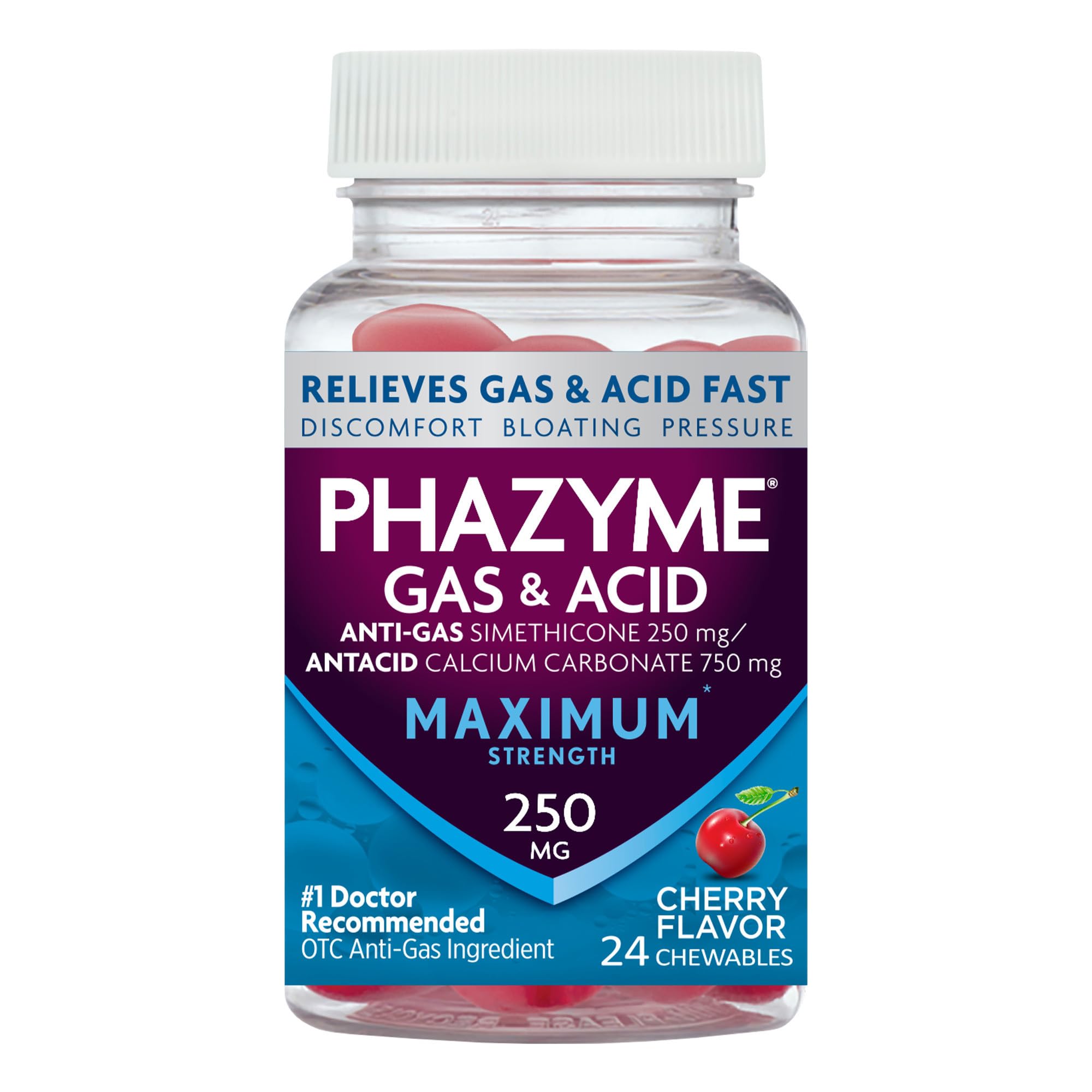 Phazyme Ultimate Strength Anti-Gas 500 mg Simethicone Gas Relief for Adults, Fast Gels Quickly Ease Bloating, Pressure and Discomfort, 20 Count