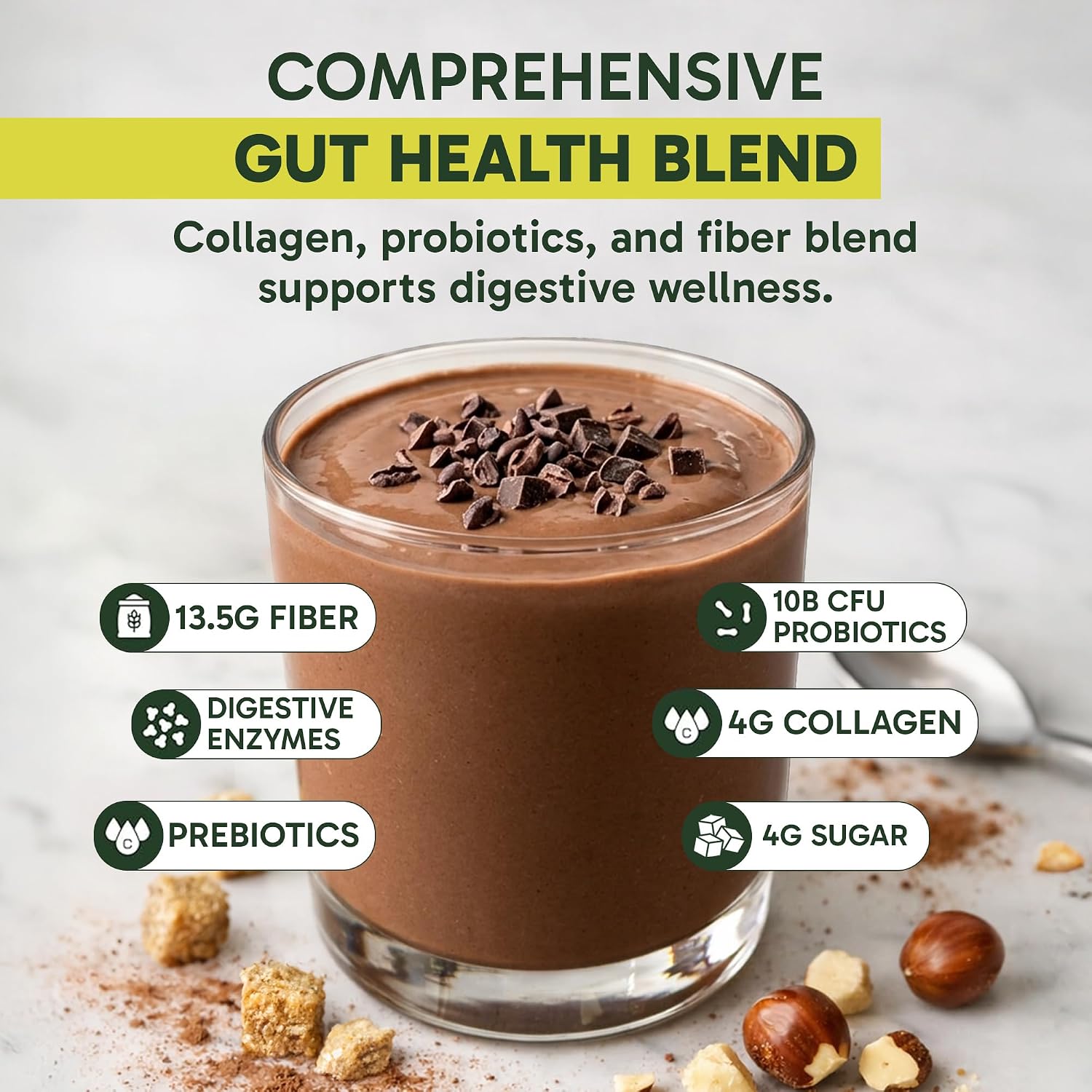 All-in-One Superfood Protein Shake | Complete Superfood Shake | 60+ Superfoods, 20g Grass-Fed Whey Protein | Collagen & Colostrum. Probiotics | Low Carb Shake (Whey Choco)
