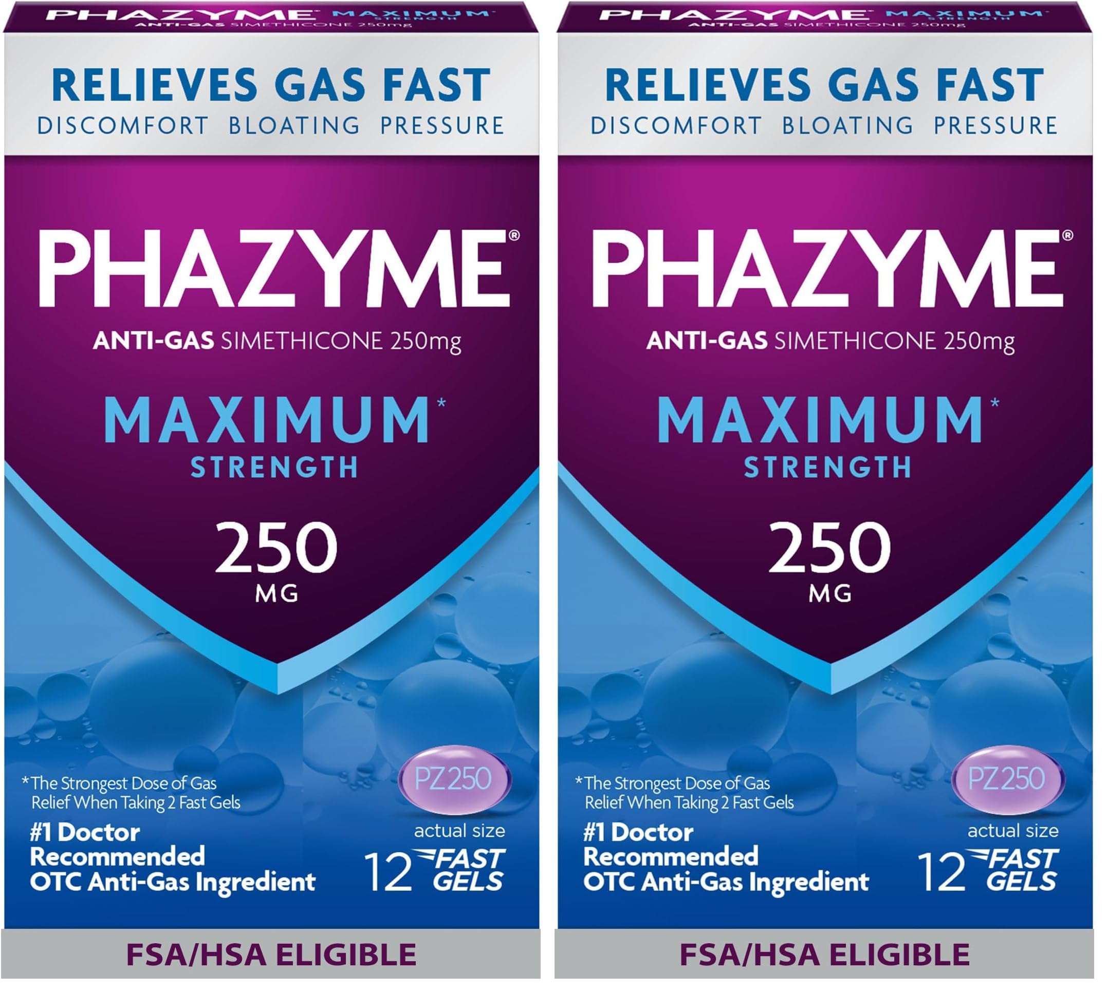 Phazyme Ultimate Strength Anti-Gas 500 mg Simethicone Gas Relief for Adults, Fast Gels Quickly Ease Bloating, Pressure and Discomfort, 20 Count